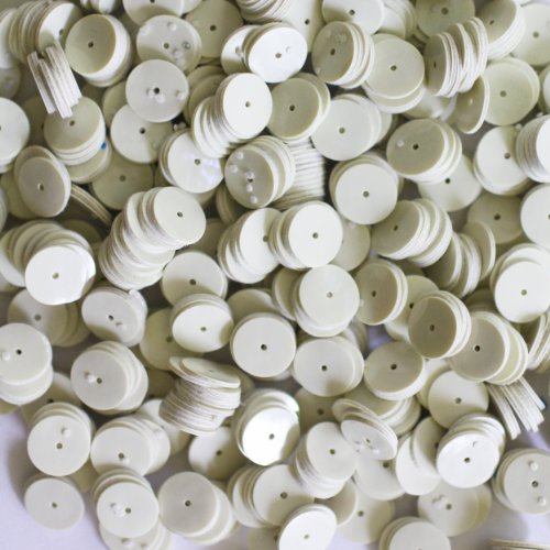 10mm Flat Round SEQUIN PAILLETTES ~ Shiny IVORY GO GO PATENT Leather Effect Vintage Padded ~ Loose sequins for embroidery, bridal, applique, arts, crafts, and embellishment. Made in USA.