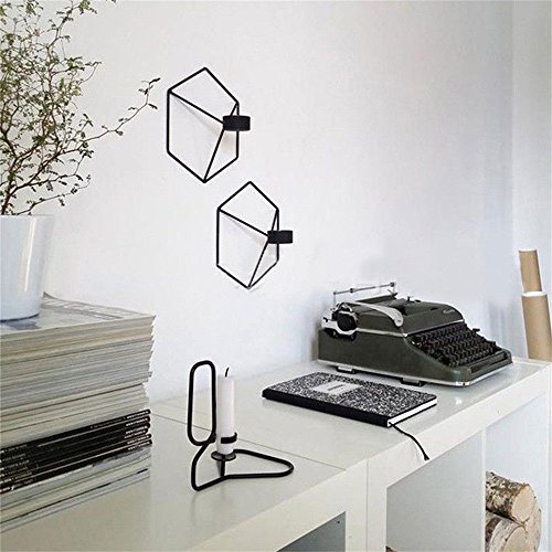 image for Yezijin Home Decor, Nordic Style 3D Geometric Candlestick Metal Wall C