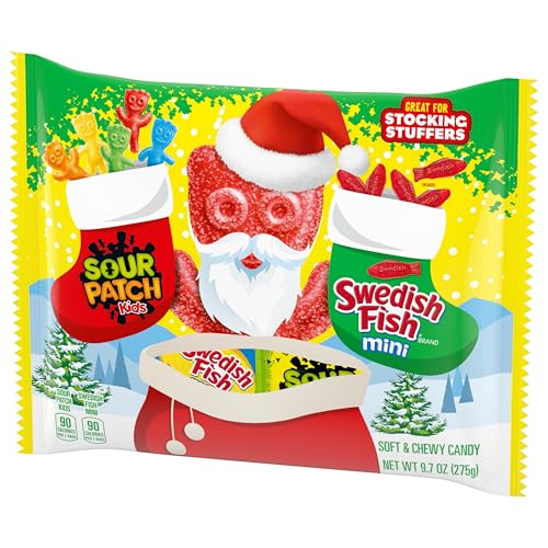 SOUR PATCH KIDS AND SWEDISH FISH MINI HOLIDAY CANDY VARIETY PACK, 22 SNACK PACKS