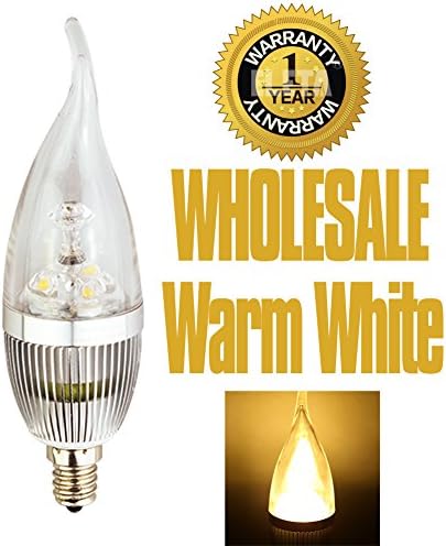 ELETA Wholesale closeout 36 Packsof 6pcs E12 LED Candelabra / Chandelier Bulbs (total 216pcs), Warm White 3000 Kelvin, 250 Lumens, 3W Equivalent to 25W, Non-Dimmable, Flame Shape