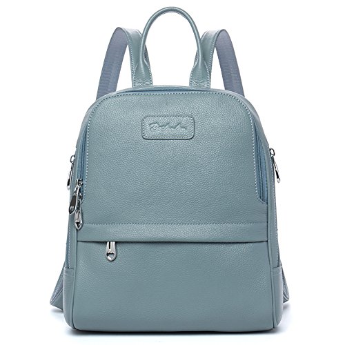 BOSTANTEN Women Leather Backpack Purse Satchel Shoulder School Bags for College Blue-gray Small