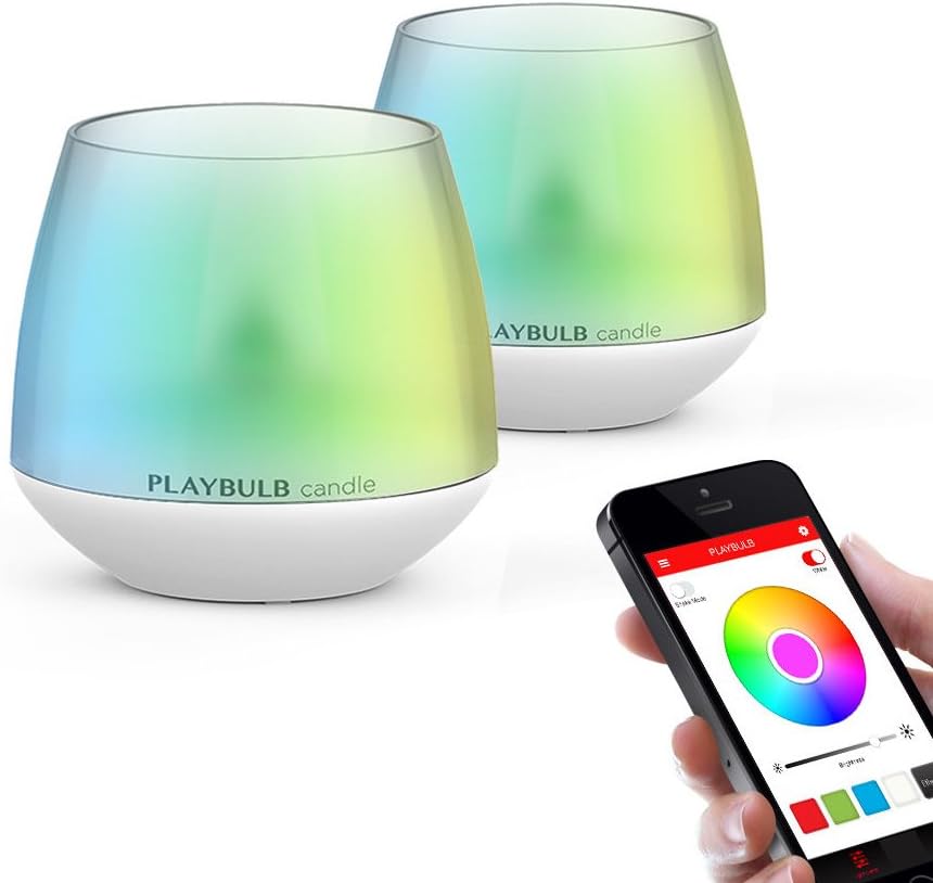 2-Pack PLAYBULB LED Candles Free App - Smart Bluetooth Color Changing Flameless Candles with Timer and APP Remote Control - for Kids/Party/Night Light/Candle Holder/Christmas/Wedding Decor
