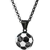 TenrSteel Stainless Steel Soccer Football Necklaces for Men Women Sports Jewelry Gifts(with Box)