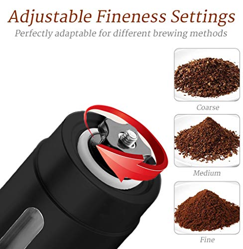 CYchen Handkaffeemühle Espresso Kaffeemühle Manuell mit Keramikmahlwerk Kegelmahlwerk, Hand Mahlgrad Edelstahl Griff… – Bild 3