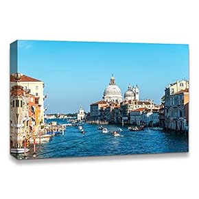 Canvas Wall Art Beautiful Landscape Grand Canal, Venice, Italy Painting Artwork for Home Prints Framed - 12x18 inches