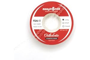 SNAWOP Dental Orthodontic Power Chain Multicolor Spool Elastic Rubber Bands for Teeth Braces (Long, Clear)