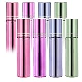 Pack of 8--Roller on Glass Bottles - 10ml Glass Containers for Essential Oil, Empty Aromatherapy Essential Oils,Perfume Bottles - Refillable Slim with Metal Ball by Mavogel