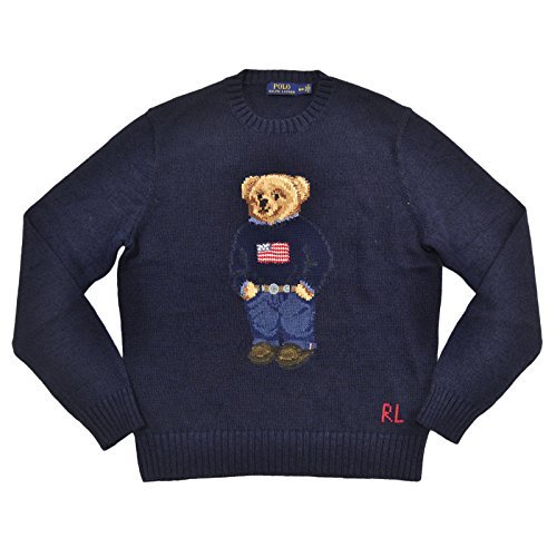 Polo ralph lauren men s polo bear cable knit sweater (s, navy)