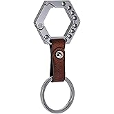 Titanium Carabiner Keychain Clip, Heavy Duty Car Key Holder with Key Ring, Cool Leather Key Chain Hook for Men Women (NCEDTI08)