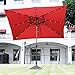Abba Patio 9 by 7 Feet Rectangular Patio Umbrella with Solar Powered 32 LED Lights with Tilt and Crank, Dark Red