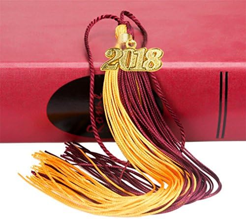 GraduationRoyal Two-Colored Graduation Tassel (9-inch) with Gold 2018 Year Charm (Maroon&amp;Gold)
