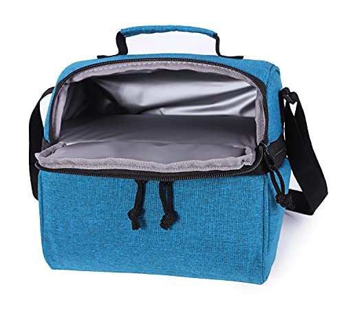 MORIOX Dual Compartment Lunch Boxes Leakproof Lunch Cooler Bag Tote with Shoulder Strap for Men Women Kids Boys Girls for Work Picnic (Ocean Blue)