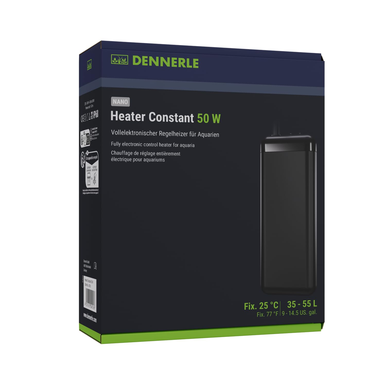 Dennerle Nano Heater Constant 50 W - Fully electronically controlled heater for aquariums of 35-55 liters — image 1