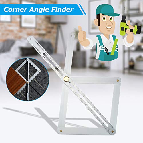 image for Bevel & Corner Protractor, CHARMINER Miter Angle Measuring Ruler, Alum