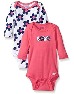 Baby Girls' 2 Pack Long Sleeve Onesies