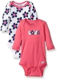 Gerber Baby Girls 2 Pack Long Sleeve Variety Onesies, Flowers, 18 Months