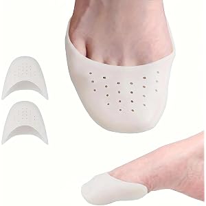 1Pair Silicone Toe Cap Gel Protector Breathable Perforated Reusable Toe Sleeve for High Heels Athletic Shoes Daily Wear, Whit