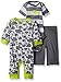 Gerber Baby Three Piece Coverall Bodysuit and Pant Set, Whale, 24 Months