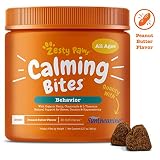 Zesty Paws Calming Bites for Dogs- with Chamomile, L Theanine, Thiamine & Magnesium - Dog Stress Relief Supplement - Helps to Calm Anxiety & Barking - Peanut Butter - 90 Soft Chews