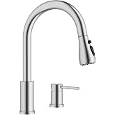 APPASO 2 Hole Kitchen Faucet with Sprayer &amp; Seperate Handle Brushed Nickel | NSF372 NSF61 cUPC Lead-Free, S304 Stainless Steel Two Holes Pull Down Sink Faucets 3 Modes Modern for RV Laundry Bar Sink