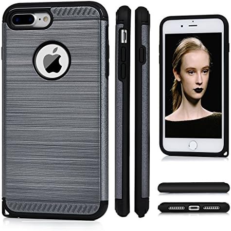 7 Plus Case, iPhone 7 Plus Case - MixcTech [Heavy Duty] Design Soft TPU + Hard PC Dual Layer Full Body Protection for iPhone 7 Plus 5.5 inch (Space Grey)