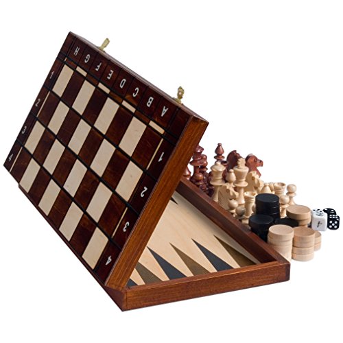 Senator European Chess, Checkers and Backgammon Set, 16 Inches