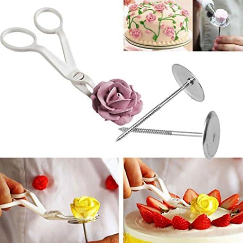 Peanutcool 3Pcs Piping Flower Scissors+Nail Icing Bake Cake Decorating Cupcake Pastry Tools