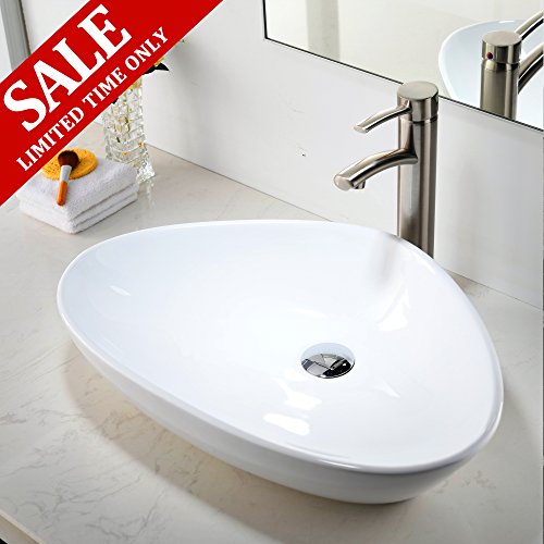 Comllen Contemporary Ceramic Bathroom Vessel Sink, Art Basin 23.2" x 15.7" Porcelain Bathroon SInk