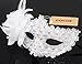 Coxeer Masquerade Mask for Women Mardi Gras Mask with Flower (White)