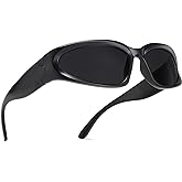 AIEYEZO Y2K Sunglasses Womens Mens Wrap Around Sports Sun Glasses Fashion Oval Thick Frame Ladies Shades