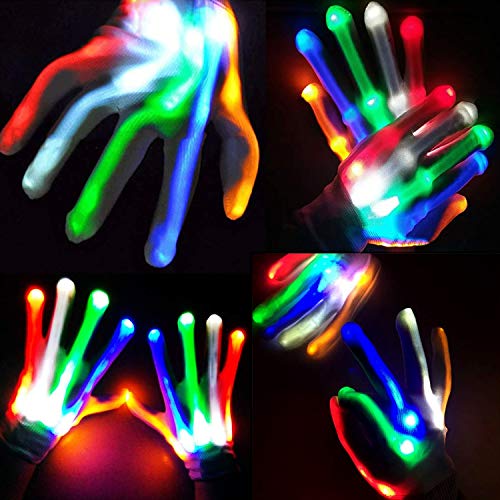 3 Pair Light Gloves LED Flashing Gloves Halloween Party Rave Glow Gloves 5 Color 6 Mode Flashing Glow in The Dark Party Supplies Favors for Clubbing Birthday Lightshows Dancing EDM Disco Dubstep Party