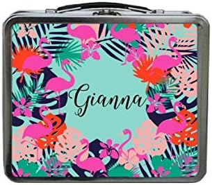 Flamingo Lunch Box, Monogram Lunch Box, Tropical Lunch Box, Custom Lunch Box, METAL Lunch Box