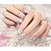 Dongcrystal 24pc 3D False Nails Bling Glitter Fake Full Nail Tip Imperial Crown Rhinestone Decor Bowknot Nail Art