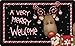 Toland Home Garden 800114 Candy Cane Reindeer Christmas Door Mat 18x30 Inch Welcome Outdoor Doormat for Entryway Indoor Entrance