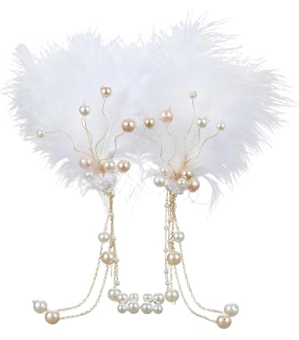 Amazon.com : Formery 1920s Feather Hair Clips White Peacock  display picture 3