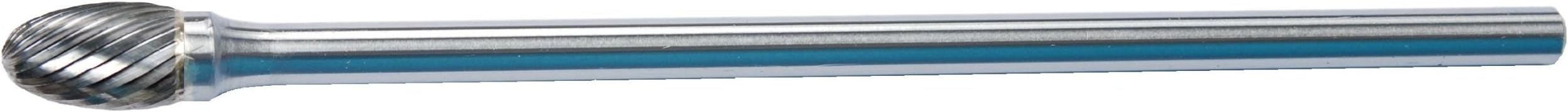 Easy Abrasives SE-3L6 Oval Shape Long Shank Carbide Bur, Single Cut, Radius End, 3/8" Cutting Diameter, 5/8" Cutting Length, 6" Overall Length