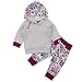 Newborn Baby Girls' 2 Pieces Long Sleeve Flowers Hoodie Tops Pants Outfits Clothes Set (Grey, 6-12 Months) primary