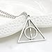 VEBE Magical Jewelry Gift Co. Deathly Hallows Symbol Pendant Charm Chain Necklace - Silver/Metal
