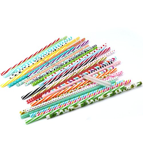 【35 Packs】Reusable Plastic Straws,MCIRCO Multi-colored 9 Inch Thick Drinking Straws for 30 oz & 20 oz Yeti, RTIC, Mason Jar, Starbucks, OZARK Tumblers with Cleaning Brush - Thumbnail 3