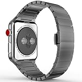 MoKo Band for Apple Watch Series 3 Bands, Stainless Steel Replacement Band Wrist Strap with Butterfly Buckle Clasp for iWatch 42mm 2017 Series 3 / 2 / 1 - Space GRAY(Not Fit iWatch 38mm)