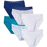 Ladies Hi-cut Cotton Briefs With Lace, 6 pack-assortment Large 7