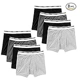 Gildan Men's Boxer Briefs Premium Cotton Underwear 8-Pack, Black/ Light Gray, Large / 36-38