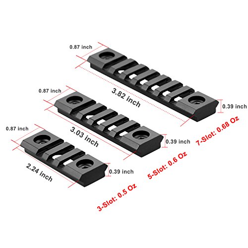 Monoki Keymod Picatinny Rail Sections, 3-Slot 5-Slot 7-Slot Lightweight Picatinny Rail Section for Keymod Handguard Mount Rail System with 3 Allen Wrench & Solid-Style, 3 Pack (3/5/7-Slot)