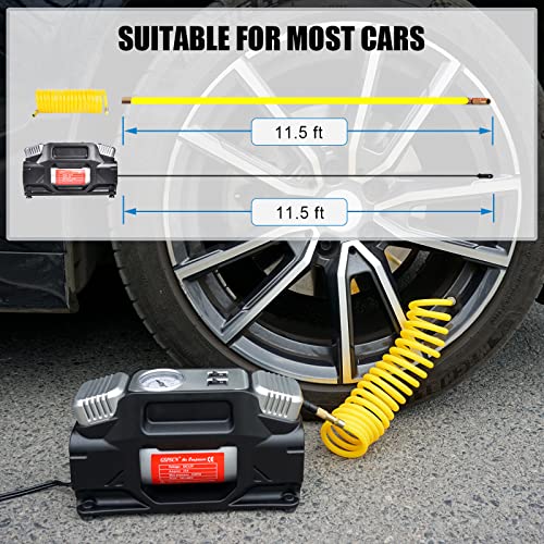 GSPSCN Portable 12V Air Compressor,Heavy Duty Metal Tire Inflator