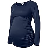 GINKANA Women's Baseball Crew Neck Flower Raglan Sleeve Maternity T-Shirt Top Pregnancy Shirt