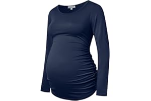 GINKANA Women's Baseball Crew Neck Flower Raglan Sleeve Maternity T-Shirt Top Pregnancy Shirt