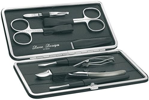 Dovo 7 Piece Cowhide Leather Manicure Set-Black