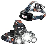 Strong LED Headlamp 5000 Lumens Rechargeable batteries full charging kit included XML T6 3 LED Aluminum