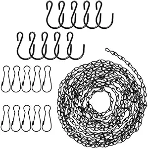Tosuced Hanging Chains 156 Inches for Bird Feeders, Billboards, Chalkboards, Planters and Decorative Ornaments( Black ,10 Hooks )