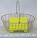 Mini White wire metal oval basket with drop handle, 5.5